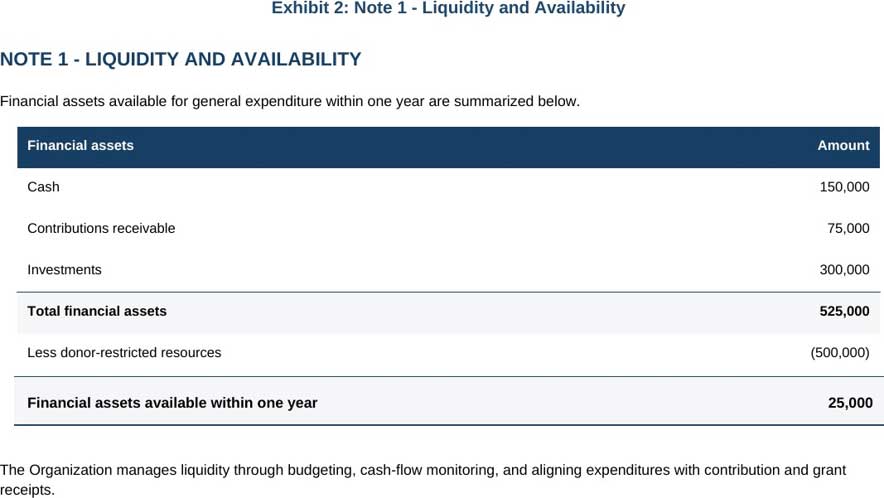 Exhibit 2: Note 1 - Liquidity and Availability