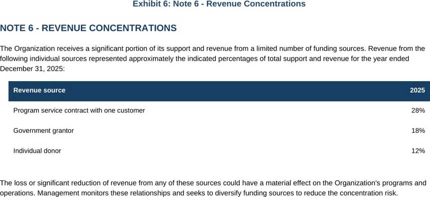Exhibit 6: Note 6 - Revenue Concentrations