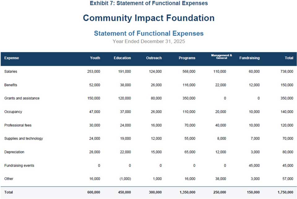 Exhibit 7: Statement of Functional Expenses